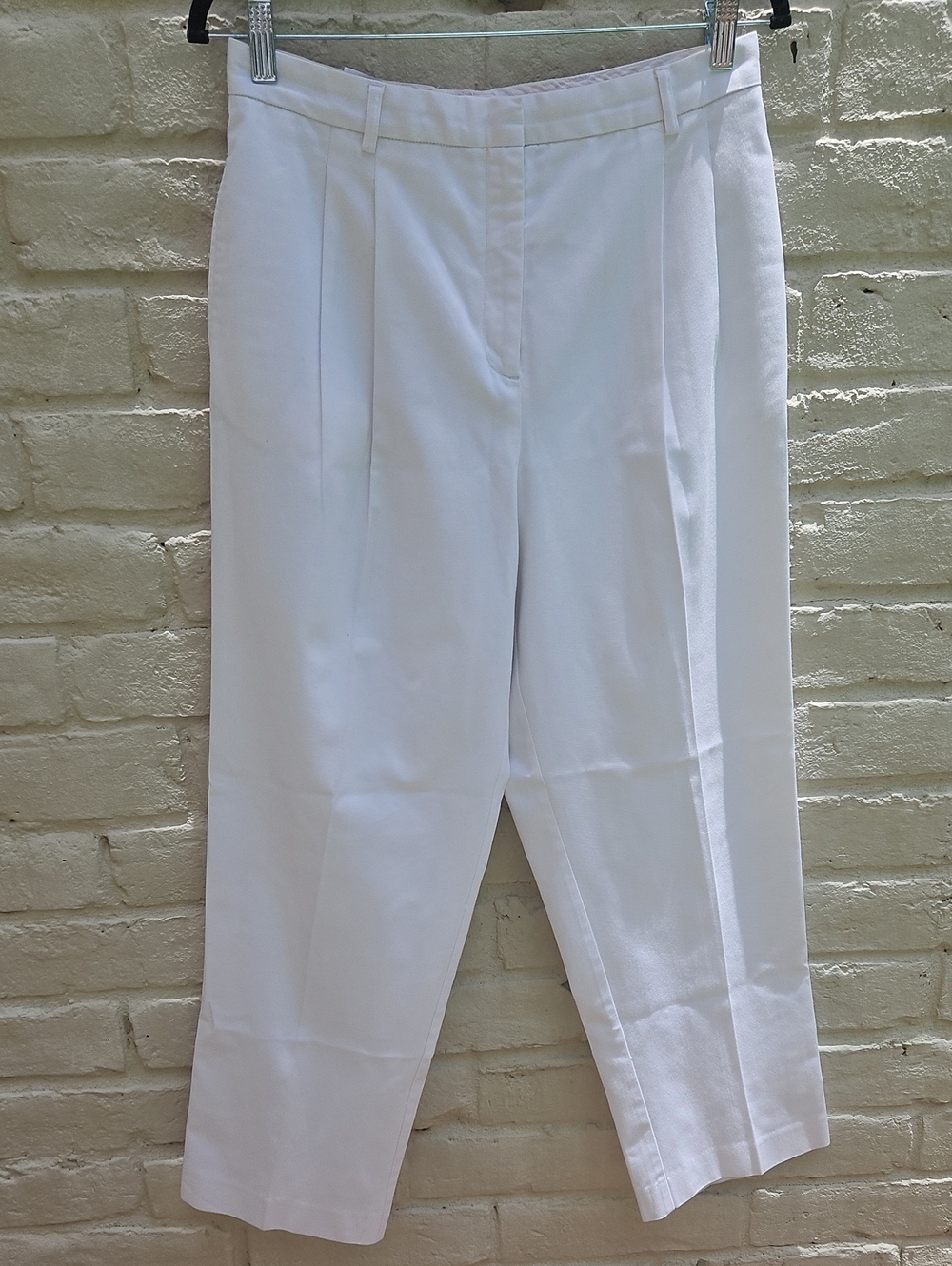 Lands' End High-rise White Anle Pleated Pants